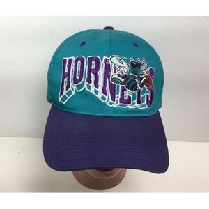 Vintage 90s NBA Charlotte Hornets Basketball Hat Logo Graphics Snapback Cap Teal